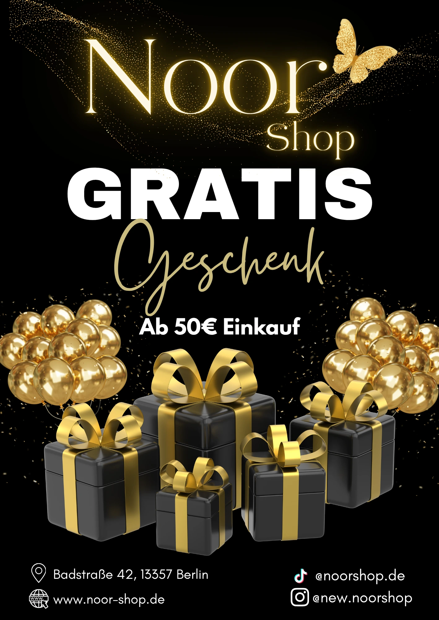 Noor Shop Berlin – Gratis Geschenk ab 50€ Einkauf mit goldenen Luftballons