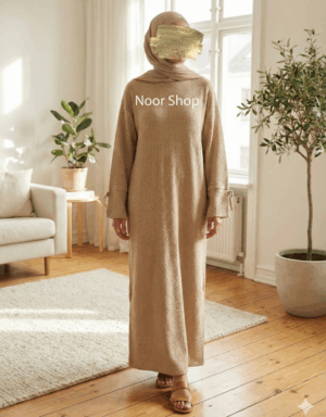 Beiges Abaya Strickkleid