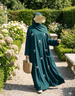 Elegante grüne Abaya mit Schleifen-Design