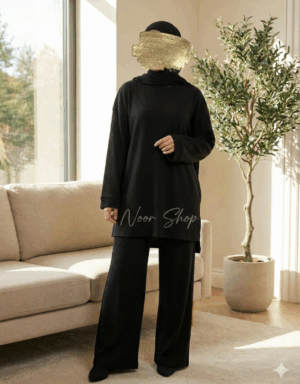 Modisches schwarzes Zweiteiler-Set