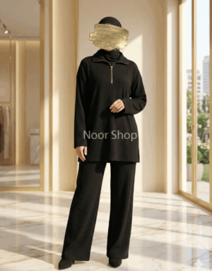 Modisches schwarzes Zweiteiler-Set