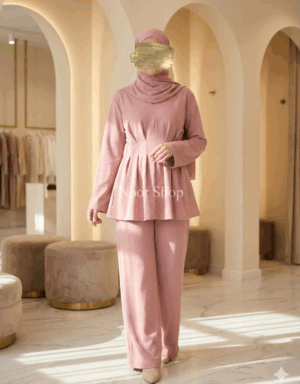 Zweiteiler Set Rosé mit Falten-Top