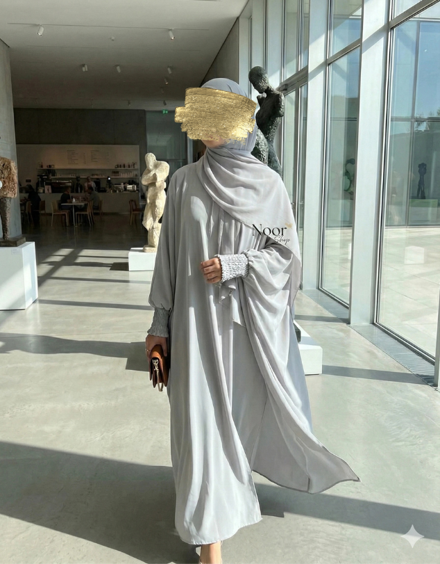 Eleganter Khimar-Set in Grau