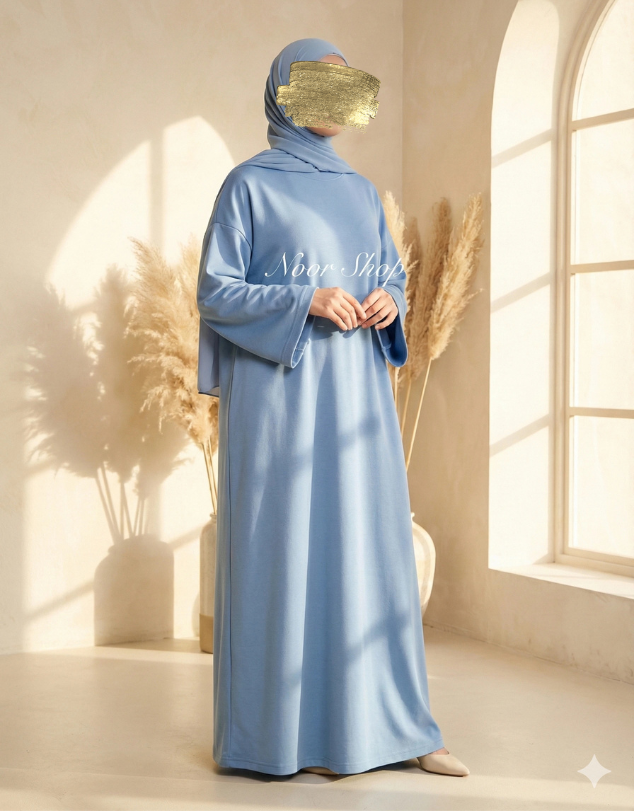 Hellblaue Jersey Abaya