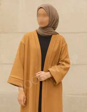 Camel farbener offener Mantel für muslimische Frauen – langer Cardigan mit weitem Schnitt