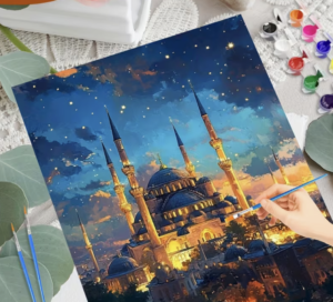 Malen nach Zahlen Set - Nachtansicht Masjid