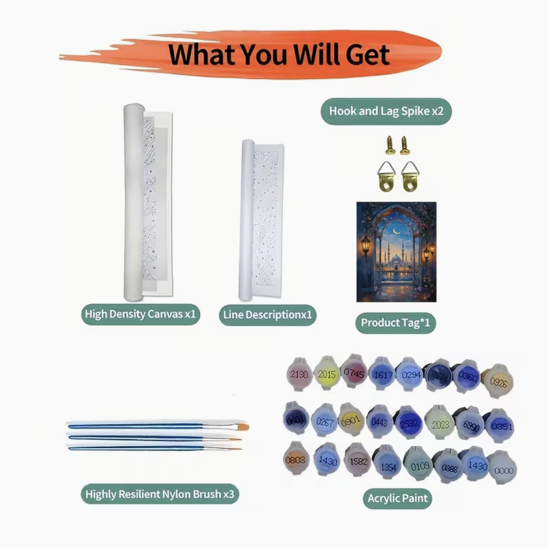 Malen nach Zahlen Set - Mondbeschienenes Moschee – Bild 2