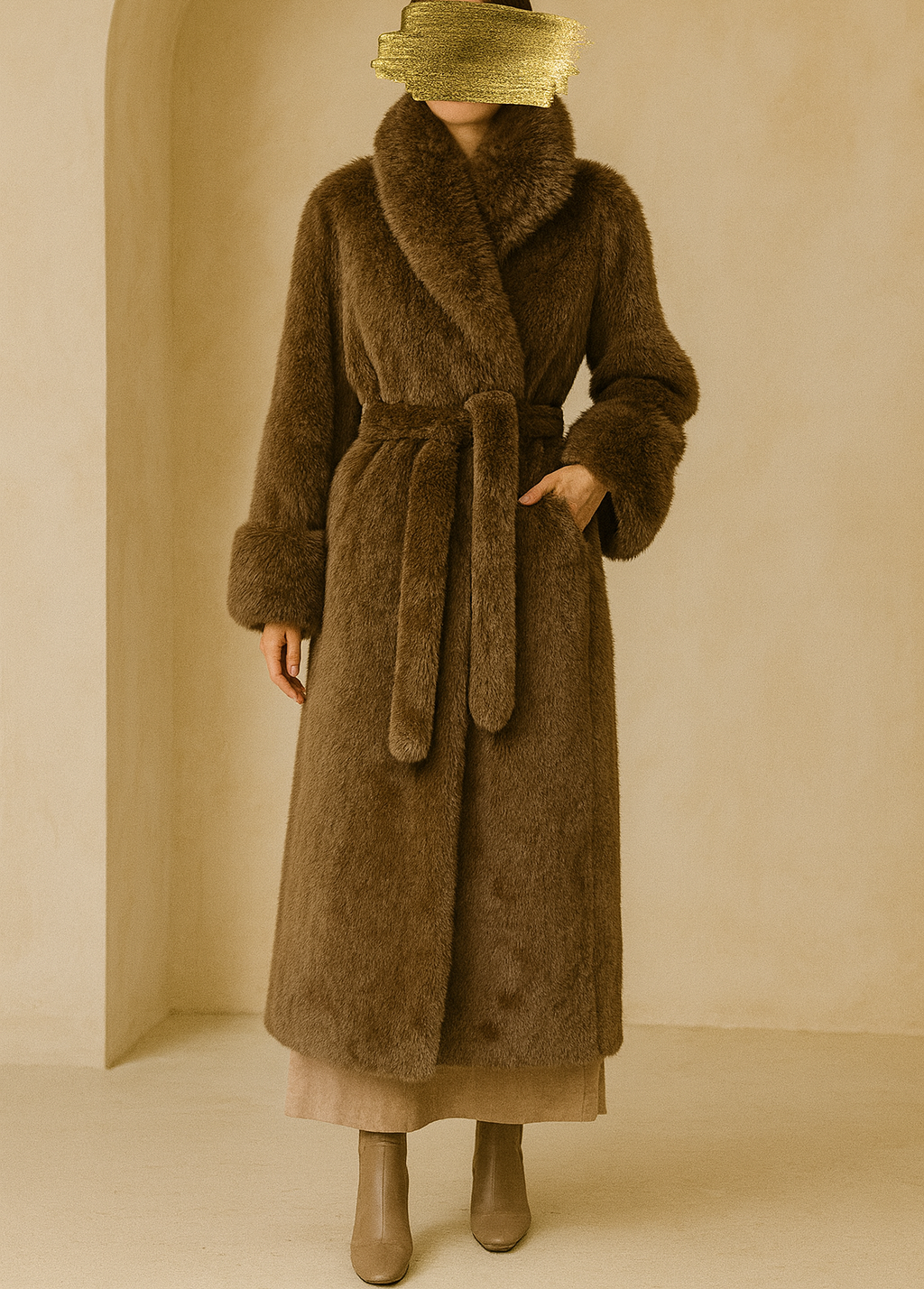 Luxuriöser Teddy-Wintermantel in Braun