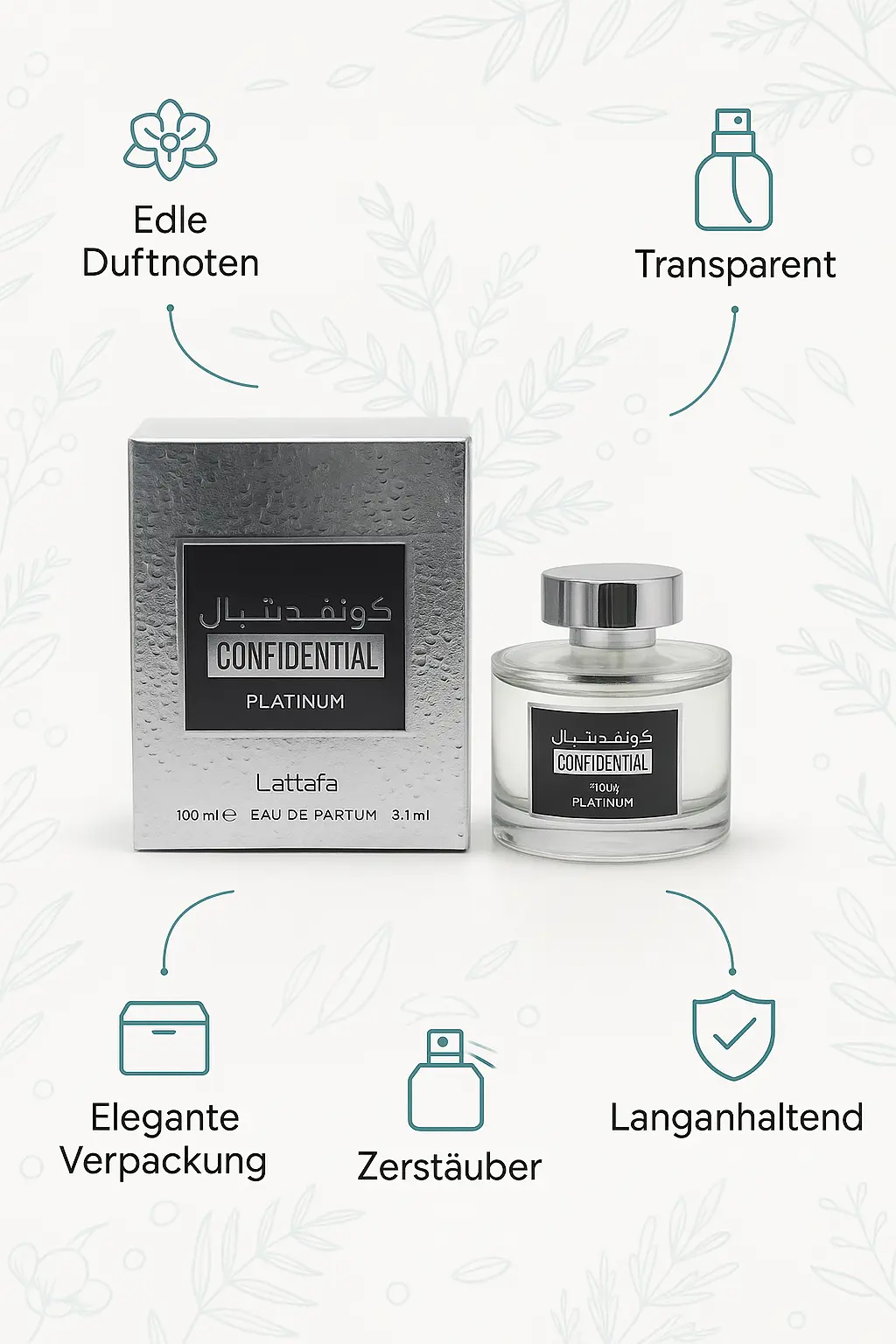 Lattafa Confidential Platinum Eau De Parfum 100ml – Bild 3