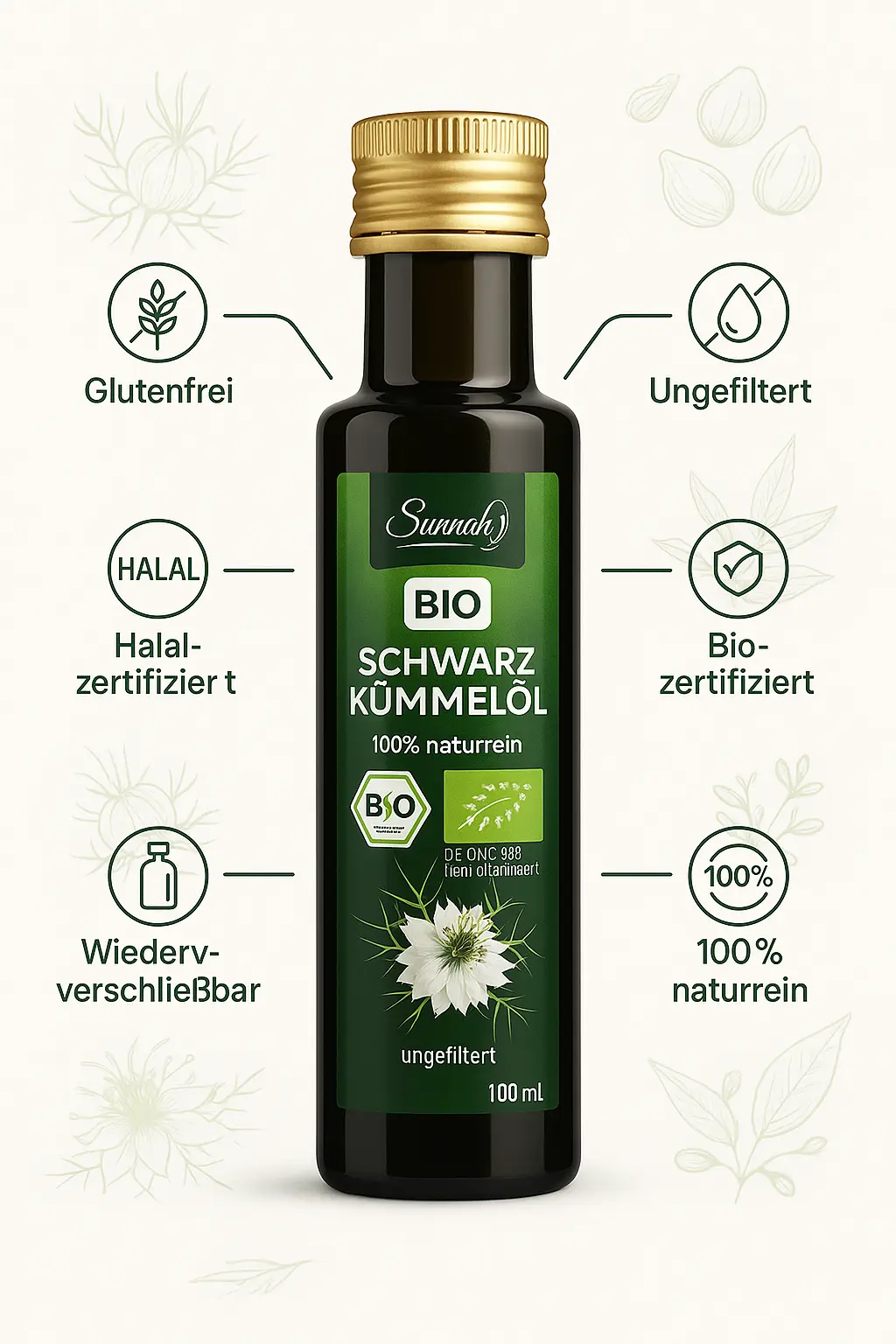 Schwarzkümmelöl Bio ungefiltert 100ml – Bild 3
