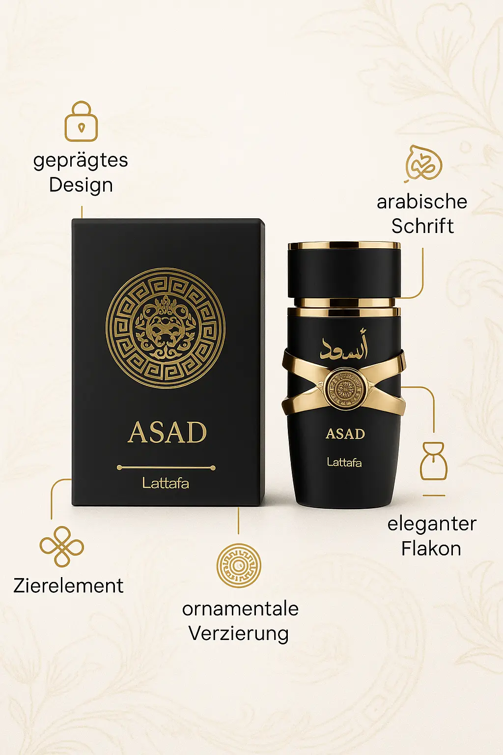 Lattafa Asad Schwarz Eau De Parfum 100ml – Bild 2